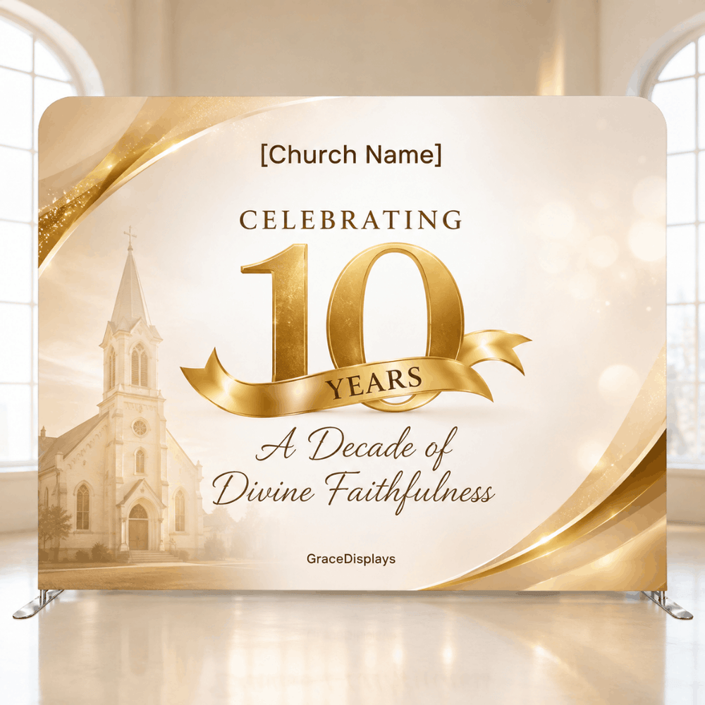 Church Anniversary Backdrop – Model 1 – Straight Tension