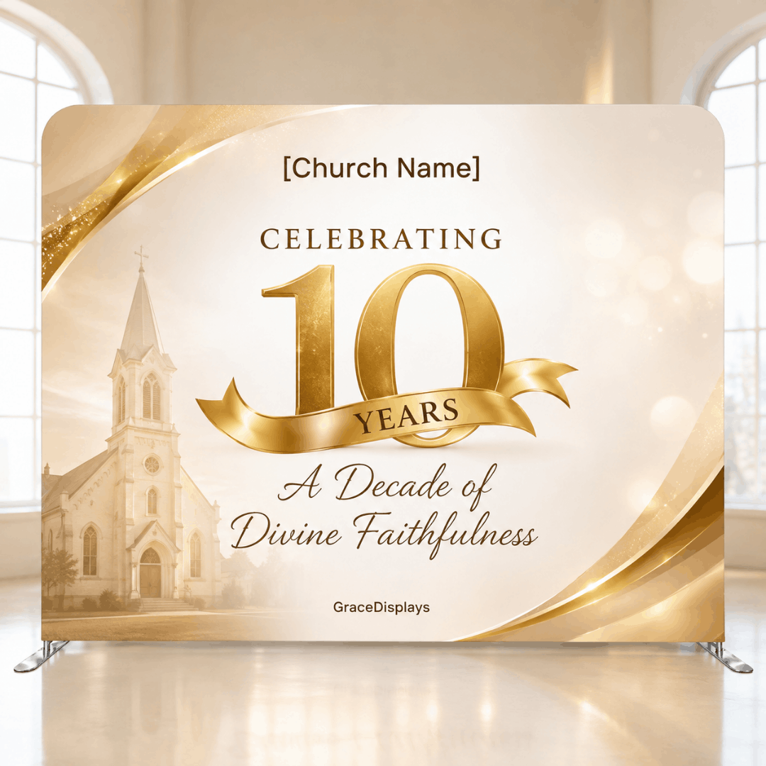 Church Anniversary Backdrop – Model 1 – Straight Tension