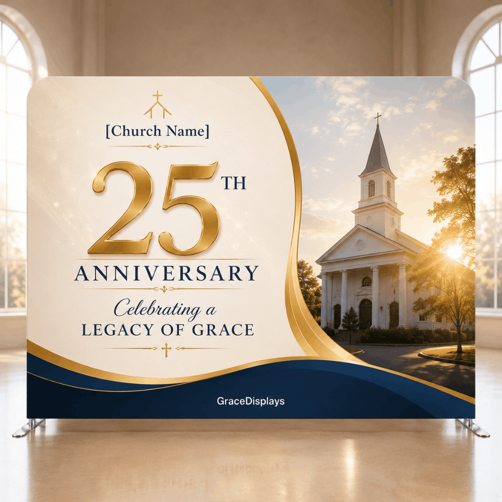 Church Anniversary Backdrop – Model 2 – Straight Tension