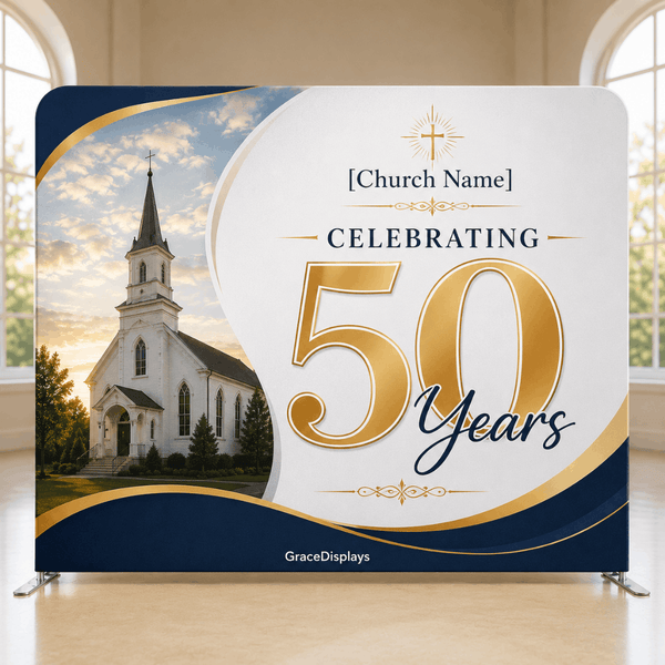 Church Anniversary Backdrop – Model 3 – Straight Tension