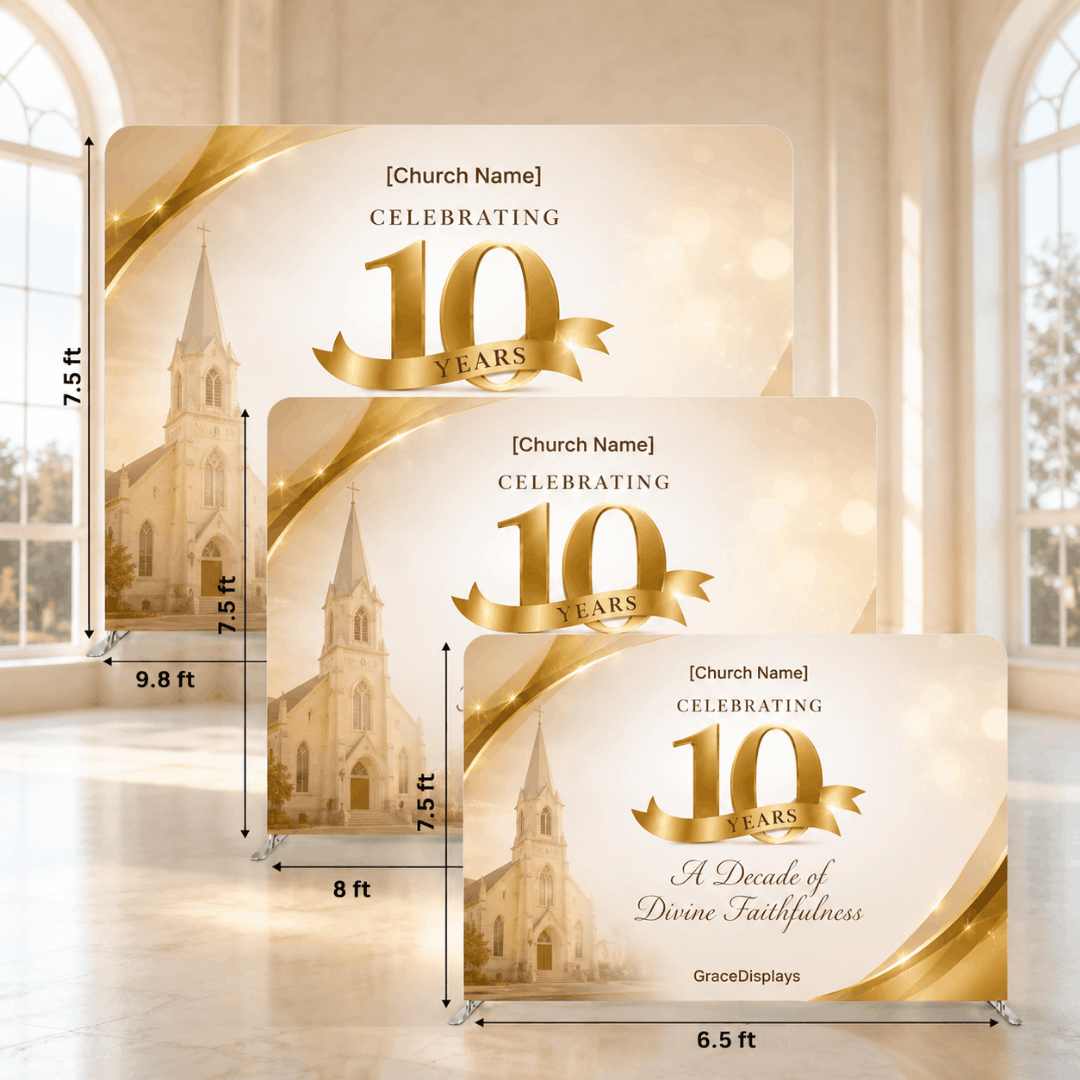 Church Anniversary Backdrop – Model 1 – Straight Tension