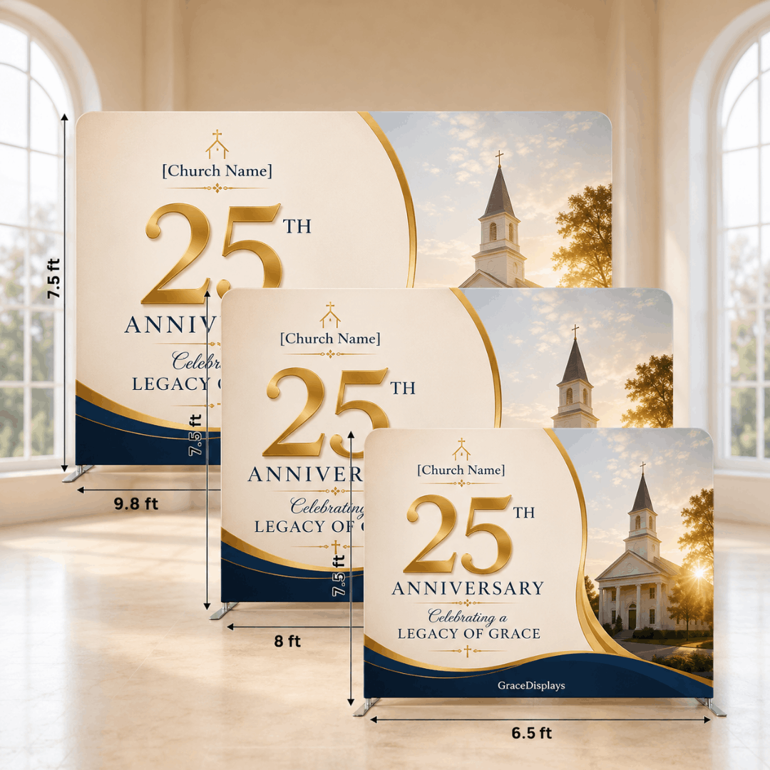 Church Anniversary Backdrop – Model 2 – Straight Tension