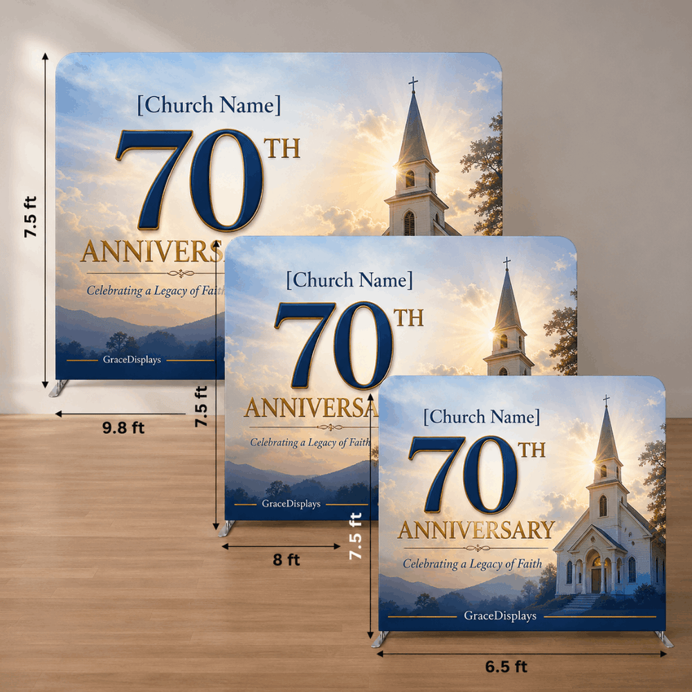 Church Anniversary Backdrop – Model 4 – Straight Tension