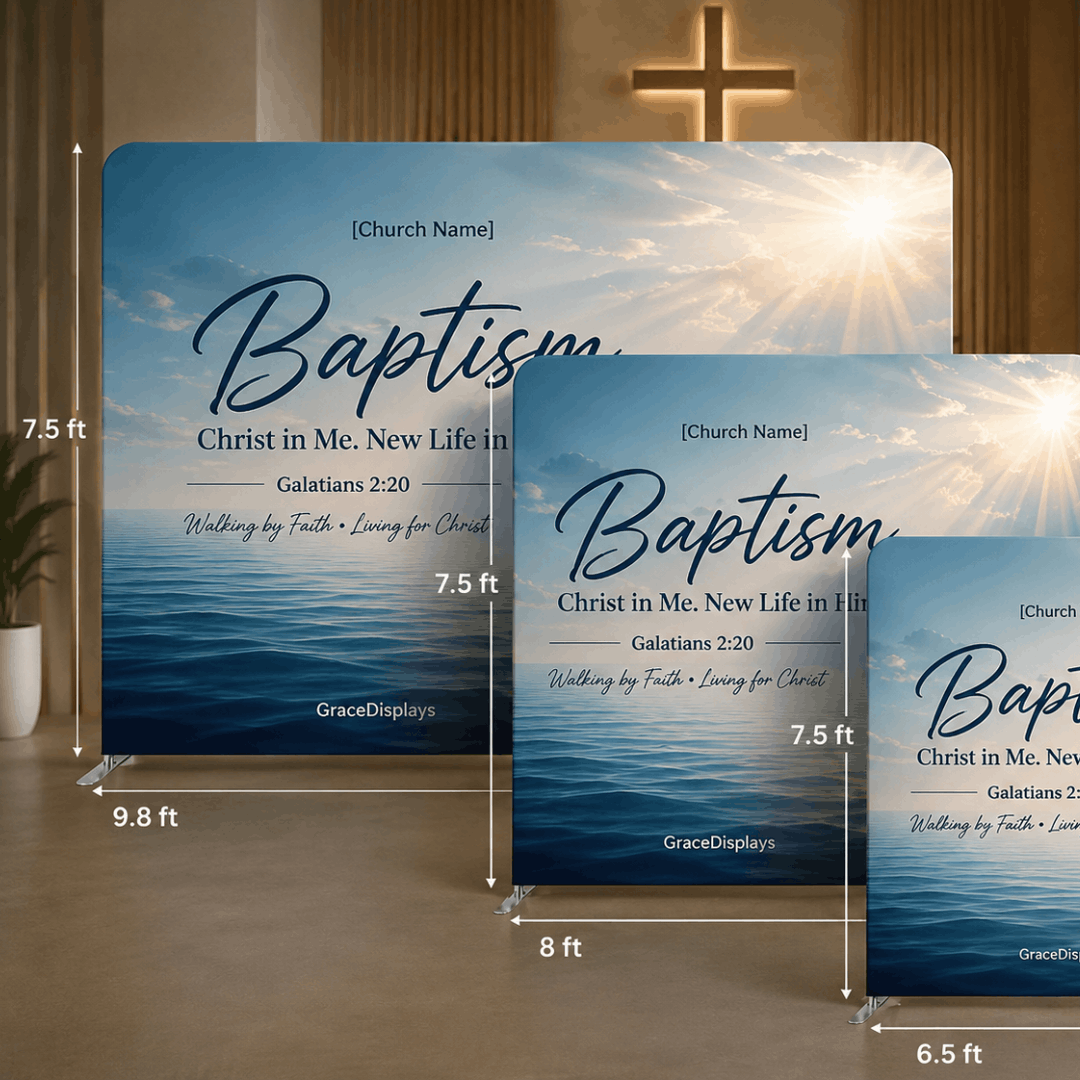 Baptism Backdrop Display Size