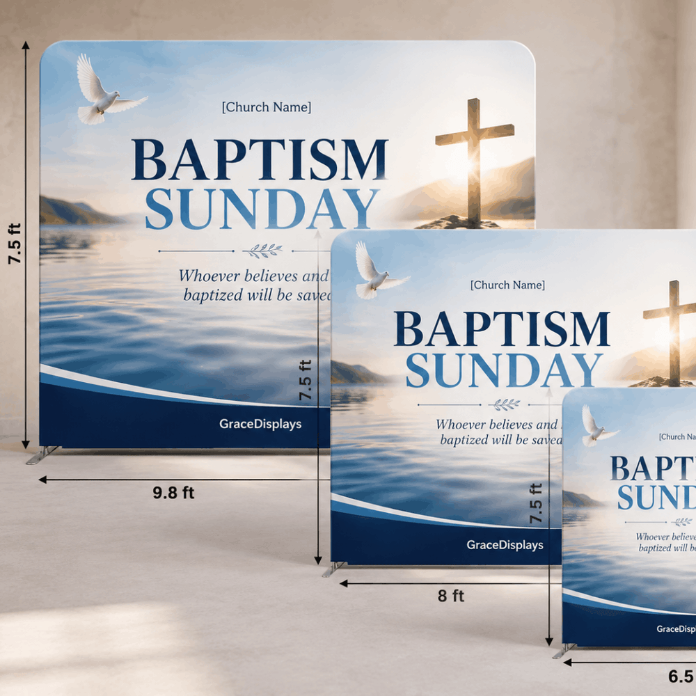 Church Baptism Backdrop Size